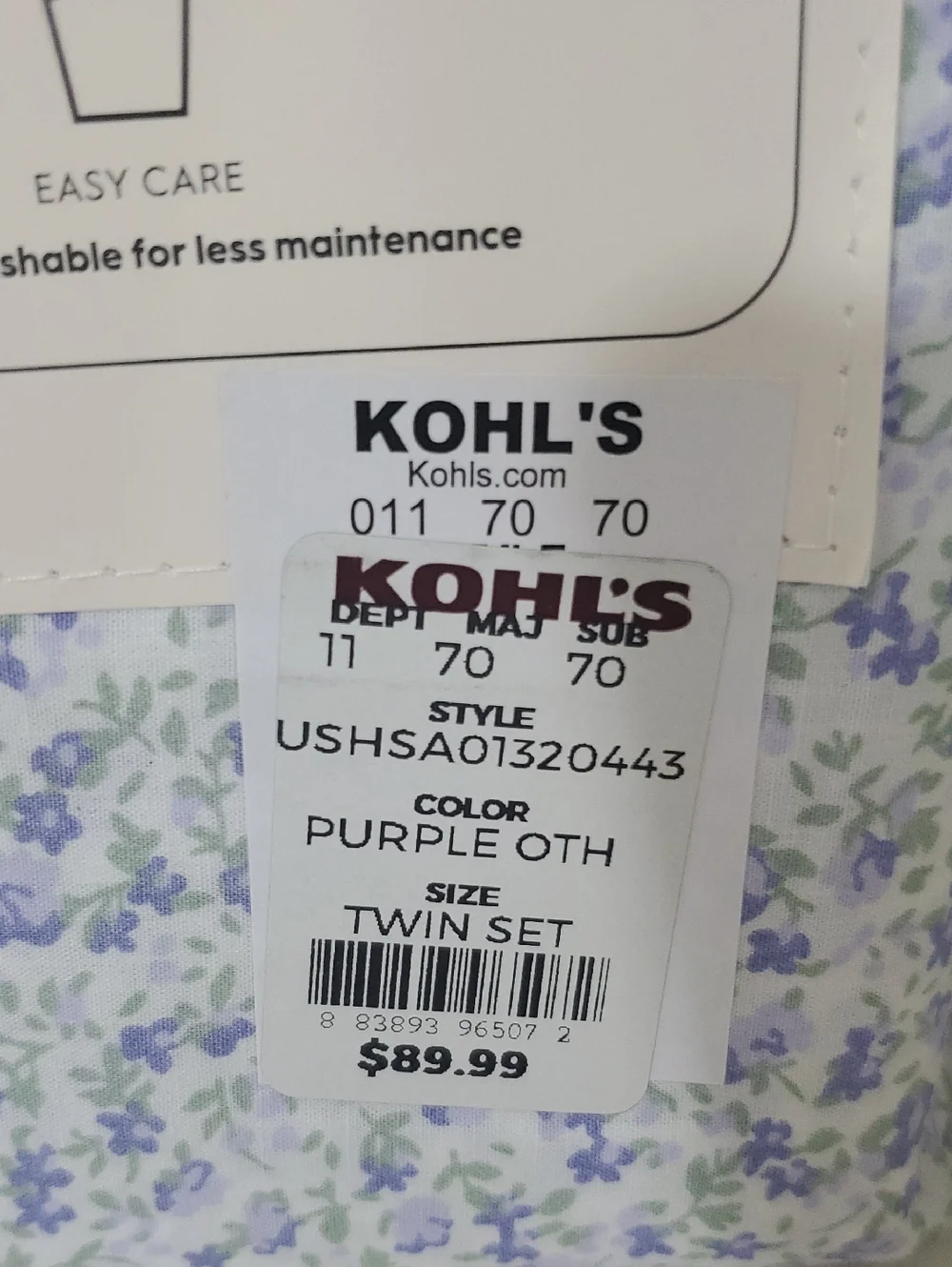 Laura Ashley Twin 100% Cotton Percale Purple Ditsy Floral Sheet Set NIP